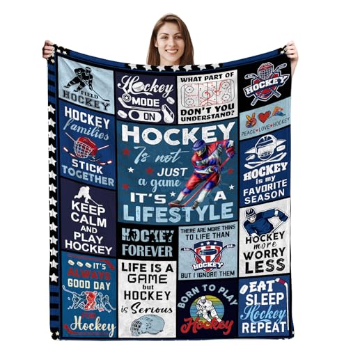 Sanamuo Hockey Blanket - Hockey Gifts Throw Blankets 60 x 50 for Boys & Girls Birthday Coach