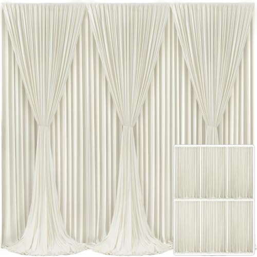 6 Panels Beige Backdrop Curtain for Wedding Parties Wrinkle Free Beige Photo Curtains Backdrop Drapes Fabric Decoration for Baby Shower Photoshoot 30ft(W) x 10ft(H)