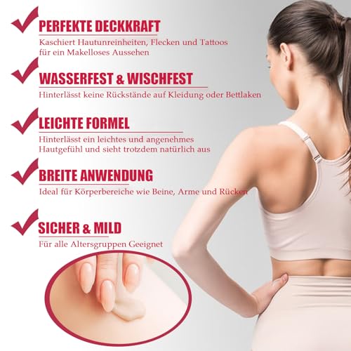 Tattoo Make-up Concealer voor Benen Waterdicht Lichaam Onberispelijk Effect Tattoo Crème Hoge Cover Make-up voor Tattoos en Littekens Gladde Textuur - Afbeelding 4
