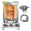 Shawarma Grill Machine Gas Chicken Shawarma Cooker Machine Propane Doner Kebab Gyro Grill Machine with 2 Burner and Meat Catch Pan for Kitchen Restaurant