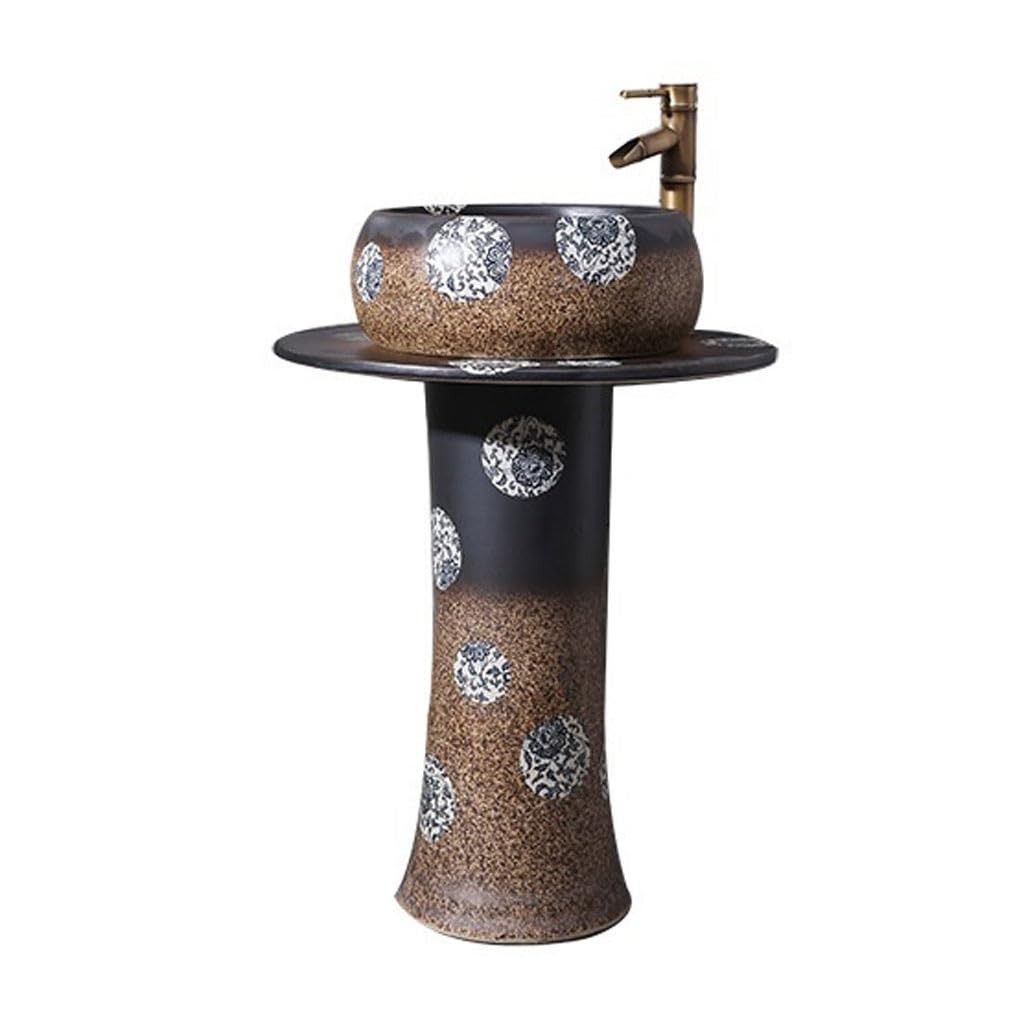 Aertsdfgt A Vessel Sink Retro Pedestal Basin Chinese Style Wash Integrated Bathroom Balcony Outdoor