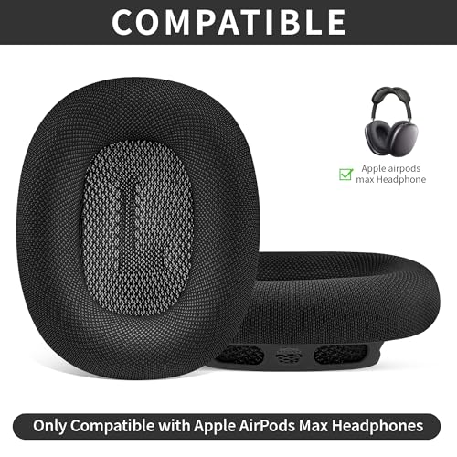 Image of Replacement Ear Cushions for Apple AirPods Max 1&2 Upgraded Memory Foam Pads with Durable Fabric,Sound Insulation and Noise Reduction,Strong Magnetic Fit,Sweat-Resistant,Breathable Comfor(Space Gray)