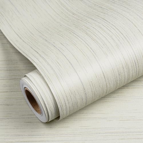 YENHOME Tapete Vinyl Selbstklebend Stoffoptik Beige Grau Matt 40x300cm Strukturtapete Weiß für Möbeloberfläche Wände Schränke Beige Grau Klebetapete Selbstklebend Wand Badezimmer Schlafzimmer Flur
