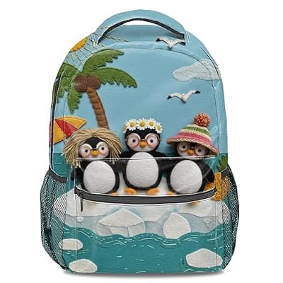 Ghibli Style - Zaino con stampa di pinguini, design a cartoni animati, multifunzionale, grande capacità, adatto per bambini e ragazzi, 05, L