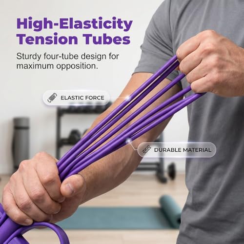 Image of Multifunction Pedal Resistance Band with Handles, 50lbs Heavy Duty Elastic Exercise Bands for Legs Arms Abdomen, Portable Fitness Resistance Tubes for Home Gym Yoga Strength Training