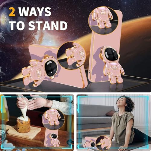 Image of for Samsung Galaxy F62, Case Cute 3D Astronaut Stand Design Camera Protection Shockproof Soft Back Cover (for Samsung Galaxy F62, Pink)