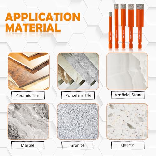 BGTEC Dry Diamond Drill Bits 5pcs 6mm with Quick Change Hex Shank for Granite Marble Porcelain Tile Ceramic 4 BGTEC Dry Diamond Drill Bits 5pcs 6mm with Quick Change Hex Shank for Granite Marble Porcelain Tile Ceramic - Image 4