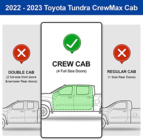 Othowe 6.5”Running Boards Compatible With 2022-2023 Toyota Tundra Crewmax Cab（4 Full Size Door Black Flat Oval Running Boards 2 Peice Set Side Steps Nerf Bars Come With 8 Brackes Tundra #TOP2