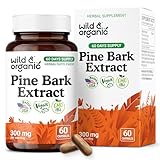 Wild & Organic Pine Bark Extract Capsules 300 mg - Antioxidant Support - 95% Proanthocyanidins - 60 Capsules - French Maritime Pine Bark Extract - 2-Month Supply - Pinus Maritima - Vegan, Non-GMO