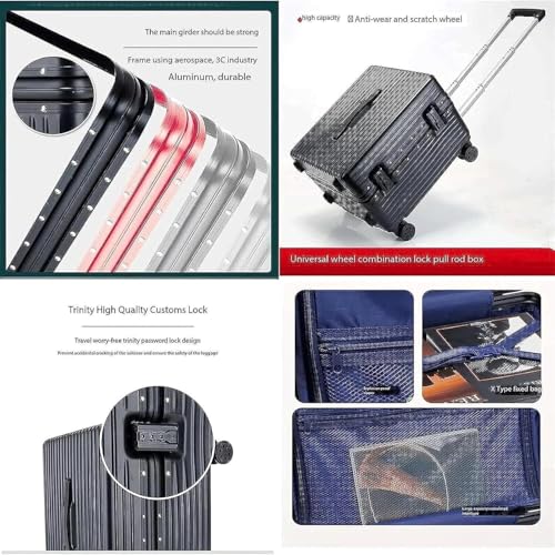 Durable Hard Shell Travel Suitcase with Aluminum Frame and Spinner Wheels - Lightweight Carry-On Luggage with Wide Handle(16inch)2