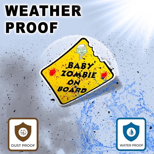 Image of Funny Baby Zombie On Board Sticker Parody Safety Sign Vinyl Decal 5 Inch Waterproof for Car Window Bumper Laptop Cute Horror Humor Baby on Board Style Sticker
