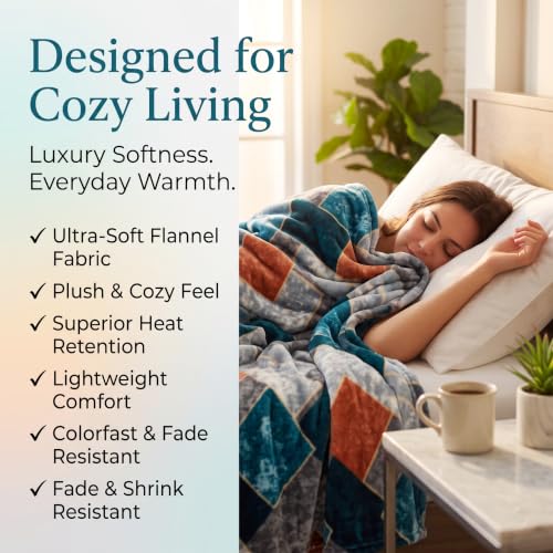 Image of VAS COLLECTIONS 280 GSM Flannel Blanket for Double Bed, Ultra Soft Plush Fleece Blanket, Warm & Cozy Heavy Winter Blanket, Breathable AC Blanket, for Home & Hotel, 220 x 230 cm - Deep Teal