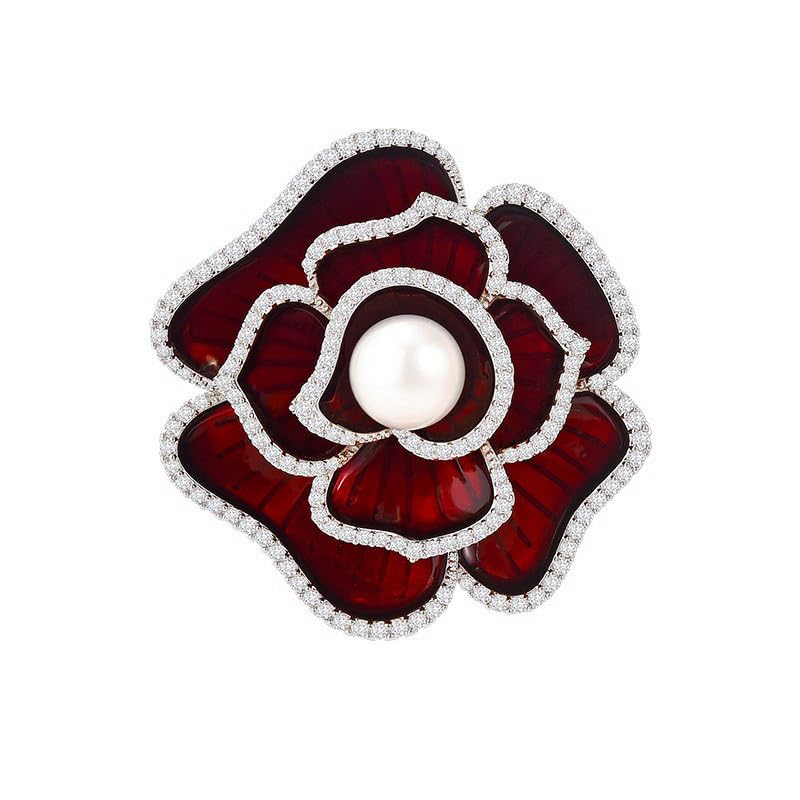 Image of Flower Brooch for Women Rhinestone Flower Brooch Pins Floral Brooches Jewelry Gift for Mom Wife