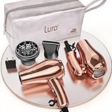 LURA Mini Portable Travel Hair Dryer:Dual Voltage Small Lightweight Blow Dryer with EU Plug,1200W Compact Hairdryer with Folding Handle,with Concentrator&Diffuser Attachment,for Women and Men