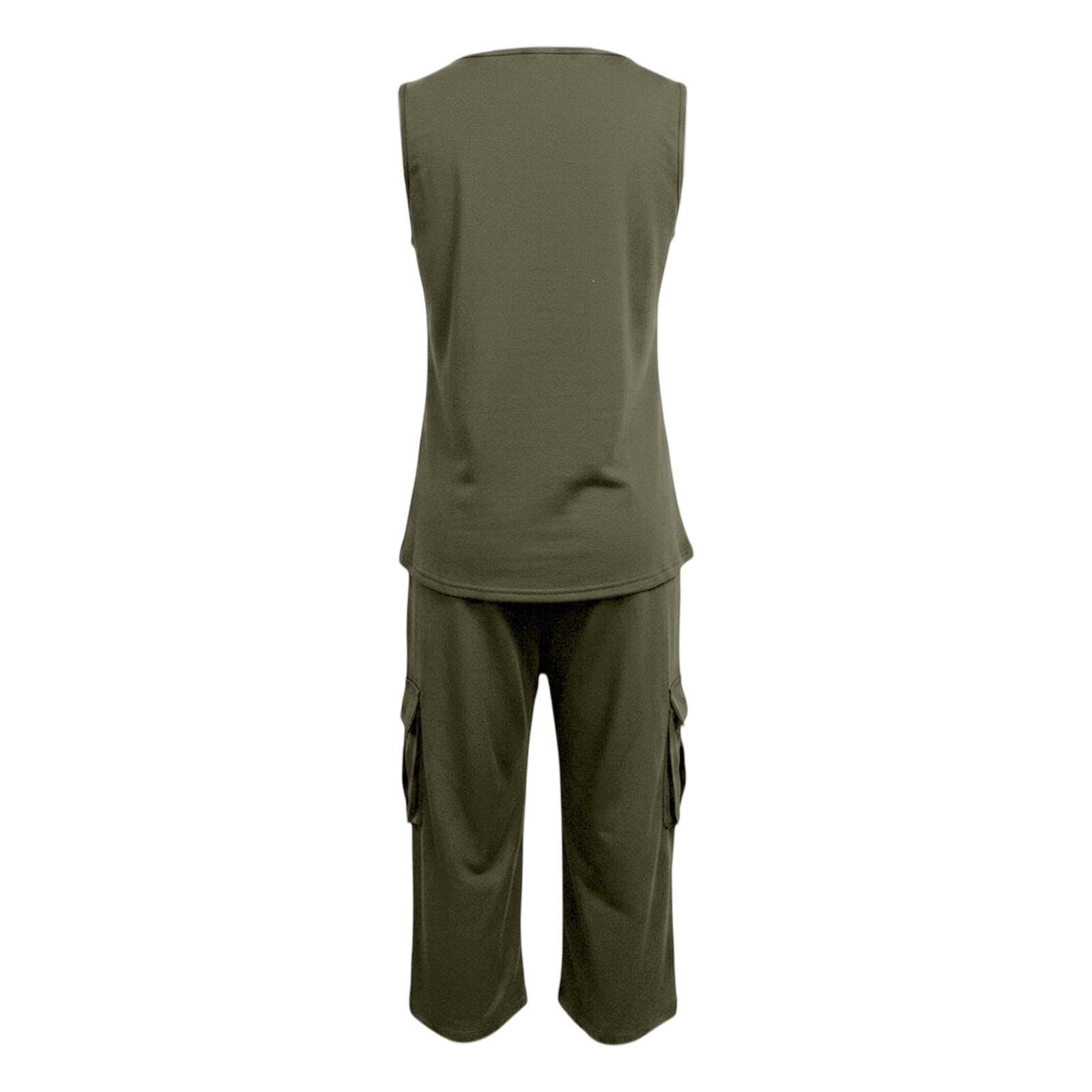 Generisch Zweiteiler Damen Sommer Trainingsanzug 2-Teiliges Set Tops und Weite Musselin Hose Baumwolle Outfit Einfarbig Jogginganzug Lässig Tracksuit Freizeitanzug Loungewear Damen Hosenanzug