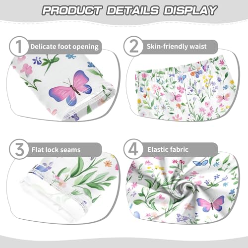 Wild Flowers Girls' Leggings Toddler Doodles Butterfly Kids Yoga Pants Dance Active Tights 4T3