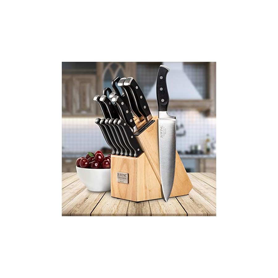 Professional-15-Piece-German-High-Carbon-Stainless-Steel-Kitchen-Knife-Set-Ocean-Series-Premium-Forged-Full-Tang-Chef-Knives-Set-with-Rubber-Wood-Block-Black Professional 15-Piece German High Carbon Stainless Steel Kitchen Knife Set, Ocean Series Premium Forged Full Tang Chef Knives Set with Rubber Wood Block, Black