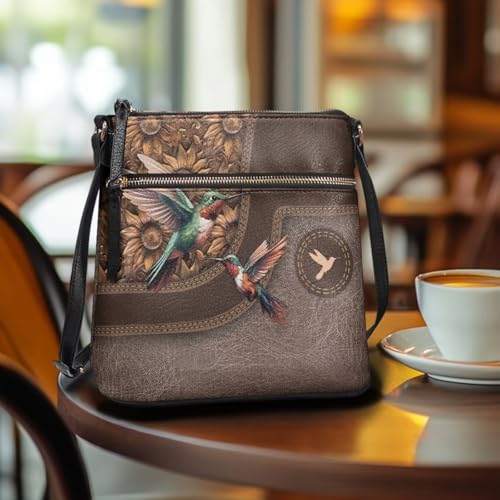 Image of Leather Women Crossbody Hobo Bag Satchel Purse Handbag with Adjustable Shoulder Strap and Zipper Pockets