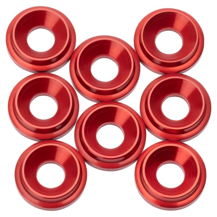 1UP Racing 820509 - Aluminum Countersunk Washers, M3 (8), Red, Red