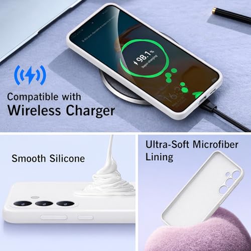 Image of DIZORO Microfiber Candy Case Compatible for Samsung S25 Fe 5g Magnetic Silicone Case, Compatible with MagSafe Shockproof, Slim, Anti-Scratch Soft Non-Slip Body Protective Back Cover(White)