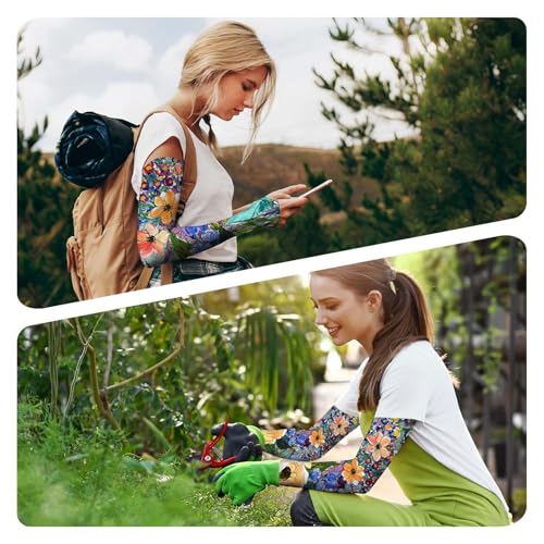 Image of YPHCDO Gardening Sleeves for Women Farm Sun Protection Thorn Proof Cooling Arm Sleeves to Cover Arms for Garden Sports
