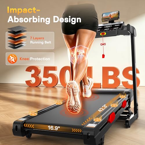 Image of 3.7HP Brushless Treadmill for Home with 15% Auto Incline, Bluetooth App, 105 Programs, Folding Running Machine with LED Display, 350 LBS Capacity for Walking Jogging Running