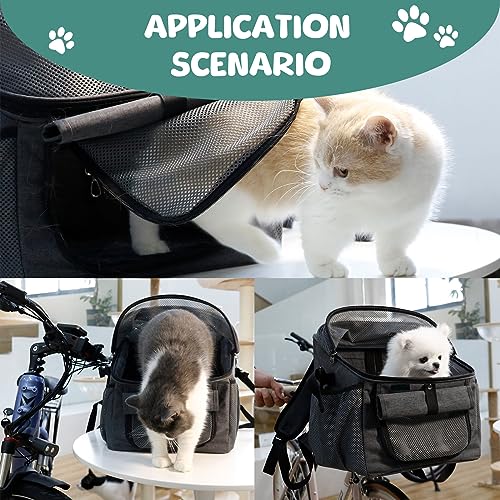 Hundekorb Fahrrad Vorne 5kg, Fahrradkörbe für Hunde und Katzen, Faltbarer Hundefahrradkorb, Hunderucksack und Fahrradtasche für Haustiere Camping (Grau)