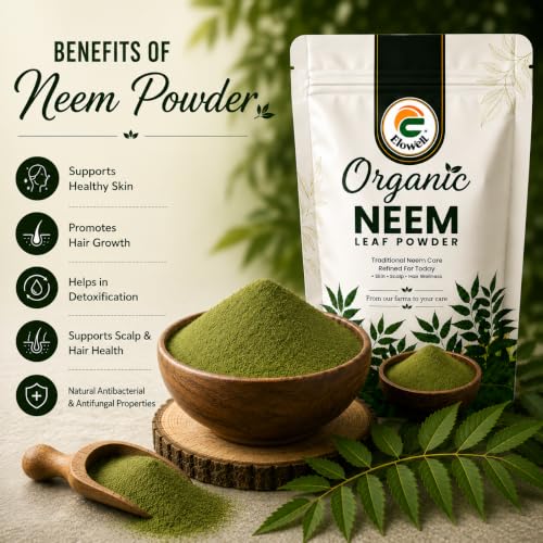 Image of Neem Powder Pack of 2 (200g Each), 100% Pure Neem Leaf, Azadirachta Indica for Face Pack, Skin Care, Hair Growth, Dandruff & Internal Consumption, Traditional Household Uses, Ayurvedic Vembu (Pack of 2)