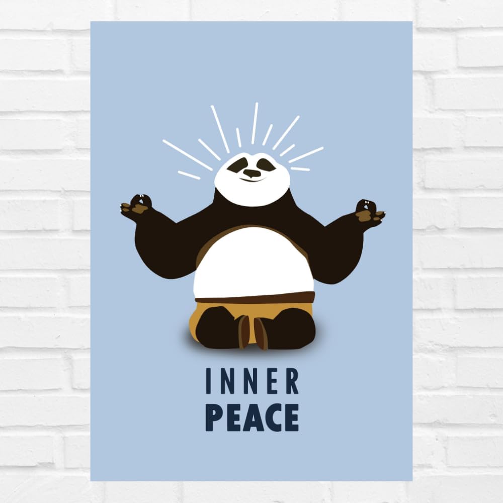 Inner Peace Panda Poster For Room & Office (13 Inch X 19 Inch, Rolled) Multicolor