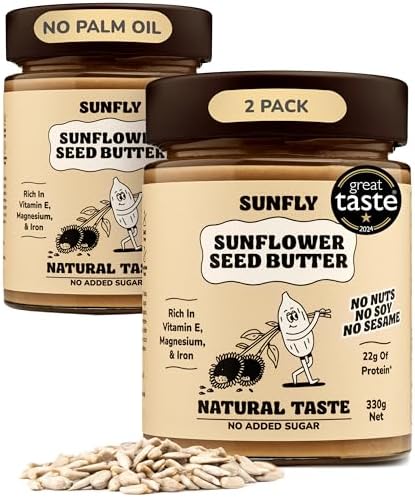 SUNFLY Sunflower Seed Butter, No Sugar Added, 2x330g