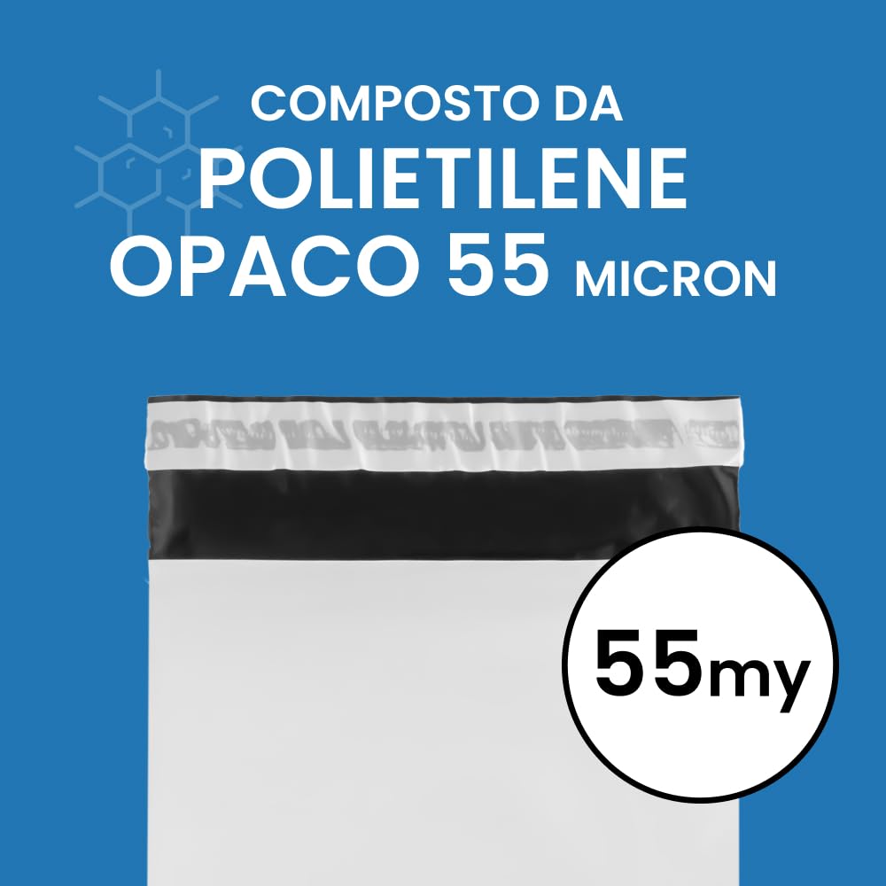 IMBALLAGGI 2000-100 Buste per Spedizioni 350x450+50mm COEX Impermeabile Antistrappo Anti Umidità Bianco Opaco