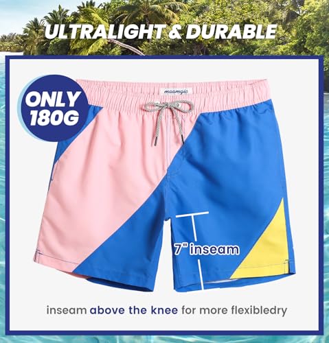 Image of maamgic Mens Swim Trunks Quick Dry Swim Shorts with Mesh Lining Funny Swimwear Bathing Suits 7inch