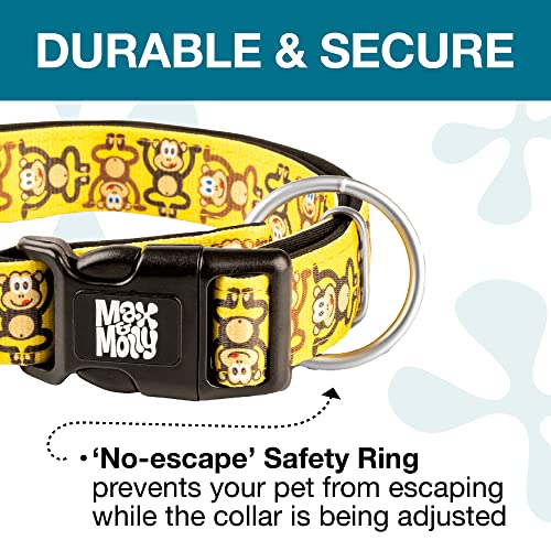 Max & Molly Gotcha! Hundehalsband Halsband Hund mit Smart ID, gepolstertes Neopren Halsband mit Design für mittelgroße Hunde, wasserdicht, bequem, verstellbar, Monkey Maniac, M