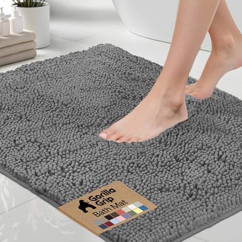 GORILLA GRIP Bath Rug Mat, Thick Soft Absorbent Chenille, Quick Dry...