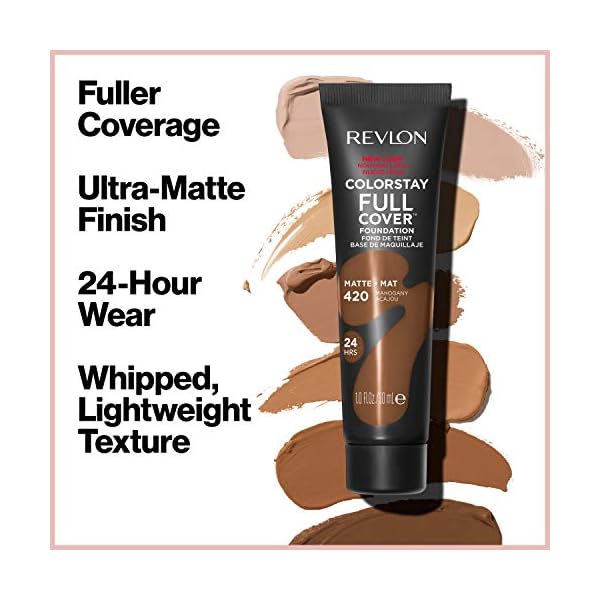 Revlon-ColorStay-Full-Cover-Longwear-Matte-Foundation-Heat-Sweat-Resistant-Lightweight-Face-Makeup-Natural-Beige-220-10-oz Revlon Liquid Foundation, ColorStay Face Makeup for Normal and Dry Skin, Longwear Full Coverage with Matte Finish, Oil Free, Natural Beige, 1.0 Fl Oz