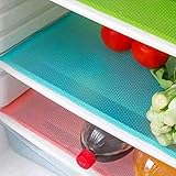 Pack of 4 Kitchen Fridge Drawer Food Fresh Saver Liner Mat Refrigerator pad Preserving Pad Refrigerator Mats Fridge Base Placemats Coasters Kitchen Pads (blue)