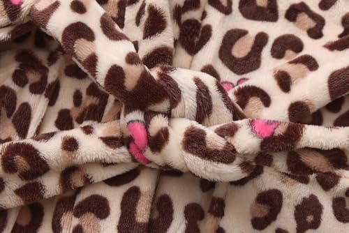 Image of Girls Fleece Hooded Robes Kids Warm Bath Robe for Girls Soft Fuzzy Bathrobe
