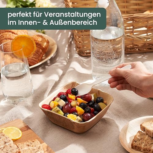 HAAGO 20 Palmblatt Schalen Quadratisch 450ml Heim Kompostierbar Einweg Stabil Suppenschalen Mikrowellenfest Gefrierfest Umweltfreundlich Partygeschirr