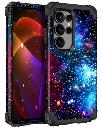 Miqala for Galaxy S25 Ultra 5G Case,Glow in The Dark Three Layer Heavy Duty Shockproof Full Protection Hard Plastic Bumper+Soft Silicone Protective Case for Samsung Galaxy S25 Ultra 6.9 inch,Blue