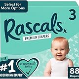 Rascals Premium Diapers Size 3, 88 Count