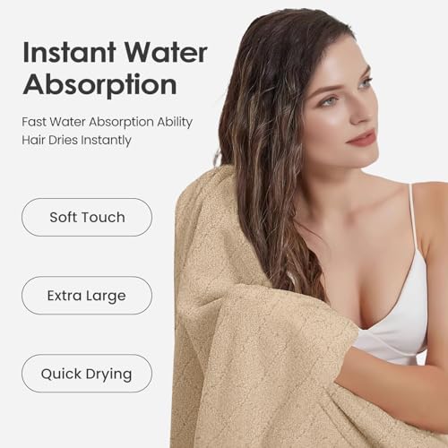 Image of JML Microfiber Bath Towels, Oversized, Ultra Soft, Super Absorbent and Fast Drying, No Fading Large Bathroom Towel Set for Sport, Travel, Fitness, SPA and Yoga (Coral Fleece - Camel, 30 in x 60 in)