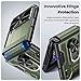 Caka for Samsung Galaxy Z Flip 3 Case with Kickstand, Camera Cover & Hinge Protection with Built-in 360 Rotate Ring Stand - Magnetic Protective Phone Case for Galaxy Z Flip 3 5G - Green