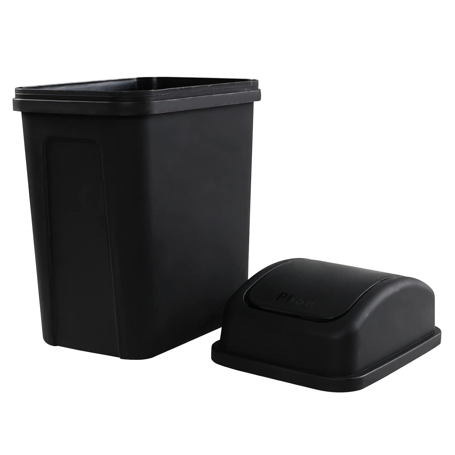 2 Gallon Swing Top Trash Can, Small Garbage Can with Swing Lid, Black