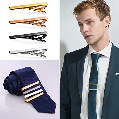 Tie Clips Set, Men 4Pcs Regular Tie Bar Tie Slide Accessories Wedding Anniversary Groom Gift #TOP1