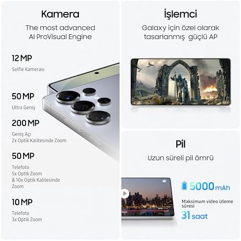 Samsung Galaxy S25 Ultra, Yapay Zeka(AI) Telefon, 12GB RAM, 512GB Hafıza, Titanyum Gri, Android Akıllı Telefon, 200MP Kamera, S Pen, Uzun Pil Ömrü (Samsung Türkiye Garantili) - Görsel 6