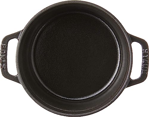 Image of STAUB Cast Iron Dutch Oven 0.5-qt Round Cocotte, Made in France, Serves 1, Matte Black