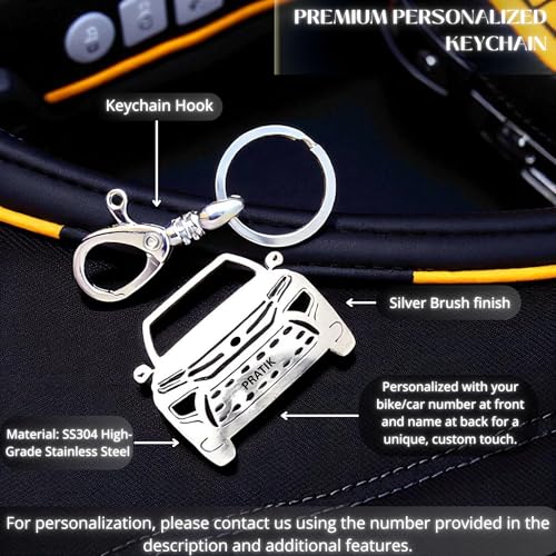 Image of Premium Stainless Steel Car Keychain | Personalized Custom Name Keyring | Stylish Car Shape Metal Key Holder made for Toyota Fortuner, Legender, Innova Crysta, Hycross, urban cruiser hyryder