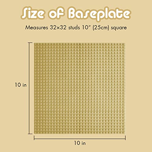 Image of Lekebaby 6 Pack Classic Baseplates 10 inch x 10 inch, Building Base Plates for Building Bricks, 100% Compatible with Major Brands and Activity Table-Baseplate, Sturdy & Safe, Age 3 and up Kids, Sand