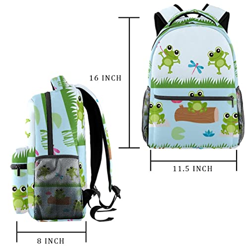 Mochila para portátil resistente con diseño de rana y libélula 2