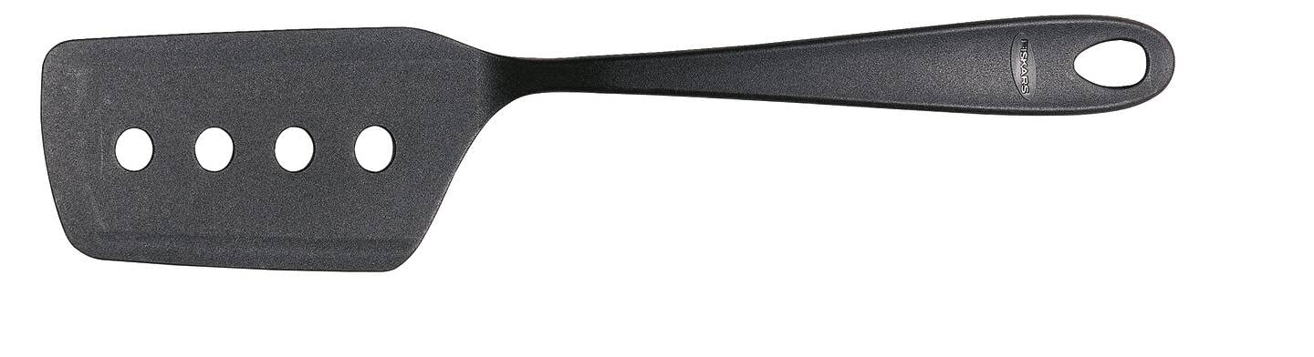 Fiskars Spatula with Sharp Edges and Asymmetrical Head, Essential, Plastic, Length: 29 cm, Black, 1065595